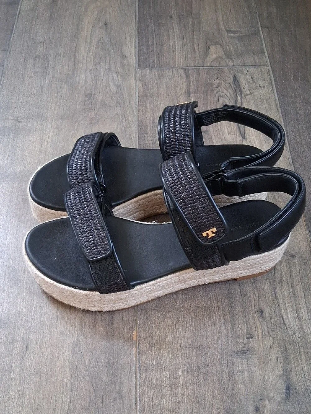 Tory Burch Wedge Velcro Two Atrap Sandals Size 9 - Picture 3 of 5